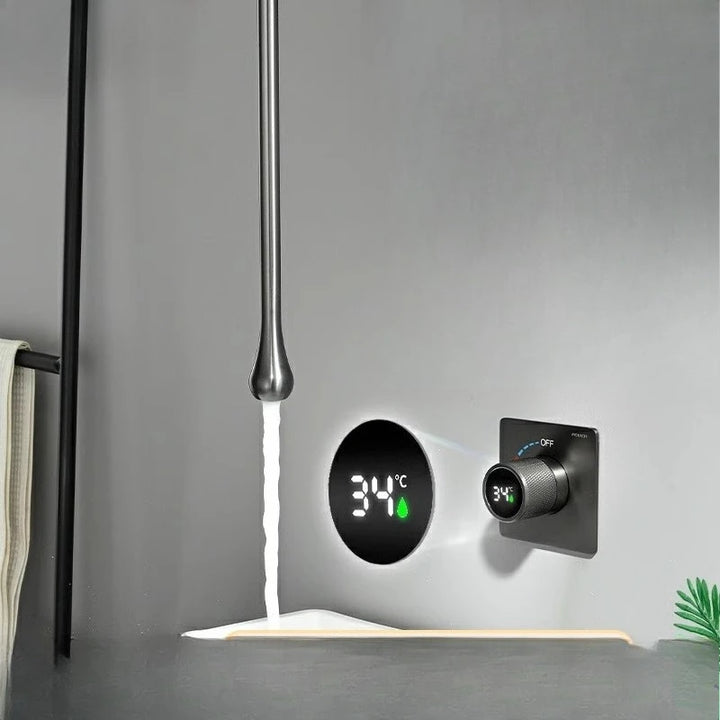 Tear drop digital dial ceiling mounted faucet