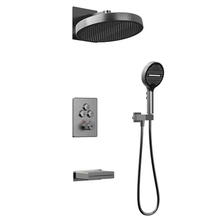 Apartamento-  Thermostatic Shower Faucet Hotel Bathroom Mixer Wall Mounted Jet Massage Spray Pattern Brass Chrome Ceramic