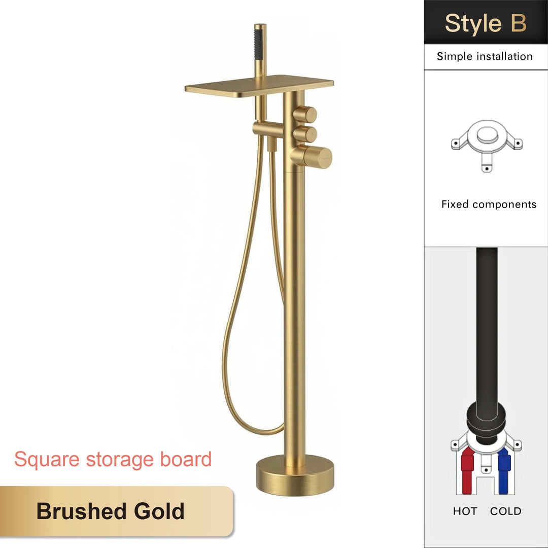Andromeda-Gunmetal Bathtub Faucet 2 Function Hot Cold Mixer Tap Floor Mount Bathroom Tub Shower Modern Home Bath Tap