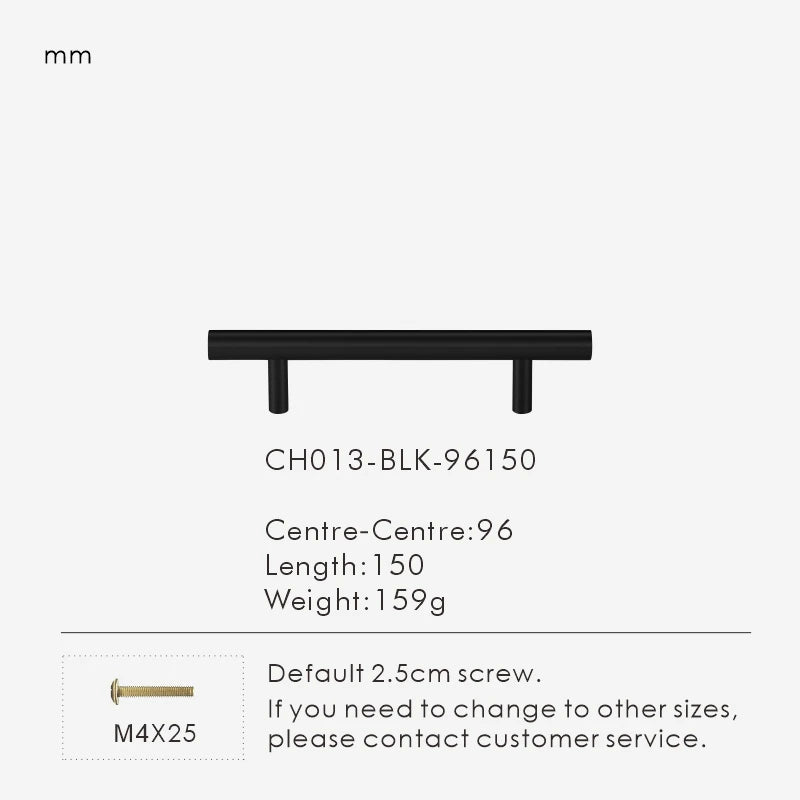 Nurlin Solid Brass Round Rod T-shaped Cabinet Handle Extended Long Wardrobe Drawer Refrigerator Kitchen door Pull Furniture
