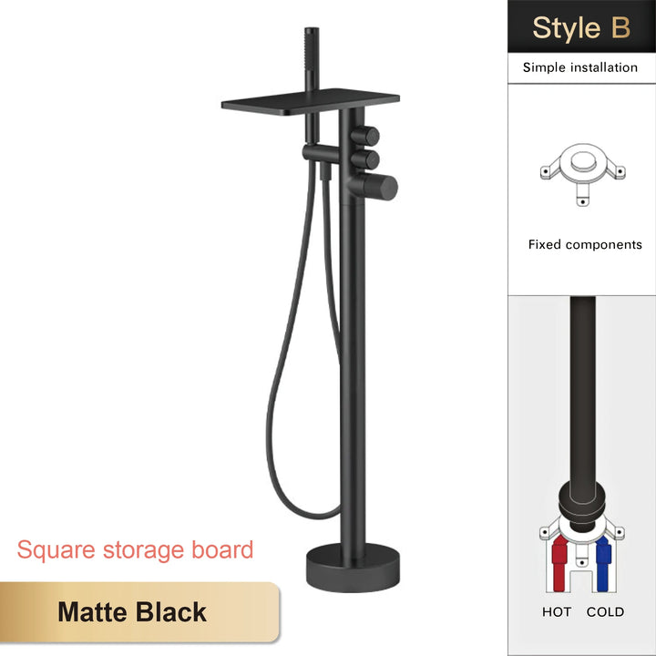 Andromeda-Gunmetal Bathtub Faucet 2 Function Hot Cold Mixer Tap Floor Mount Bathroom Tub Shower Modern Home Bath Tap