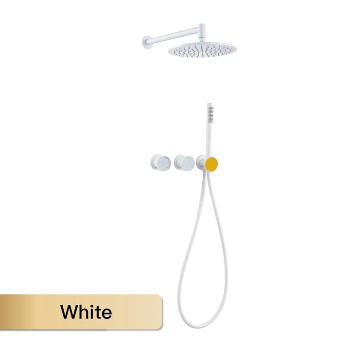 Lisboa II-Brass Shower System Simple Design Wall Mounted 2 Handle Hot & Cold Water 3 Function Bathroom Faucet