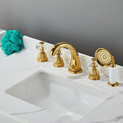 Portobelo- Gold 5 pieces deck mounted bathtub filler faucet set