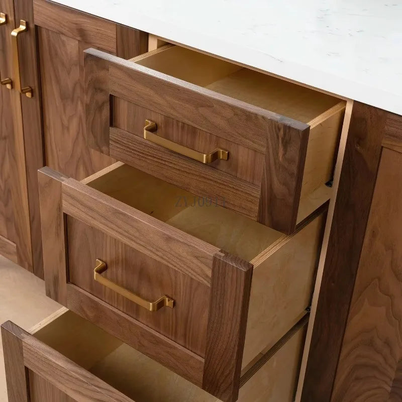 Classique- Americana Venner wood with natural interior pine wood double sink bathroom vanity