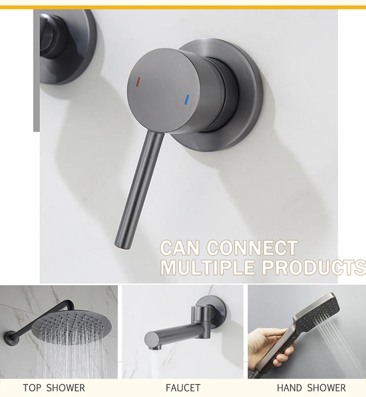 Round Brass Hidden Hot And Cold Water Mixing Valve Bathroom Wall-Mounted Single-Handle Shower Faucet Valve Body