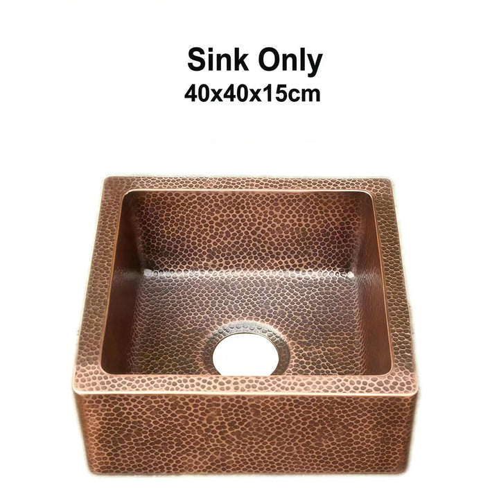 Navajo- Antique Copper ArtisanHammered Honeycomb single bowl Farmhouse Apron kitchen sink