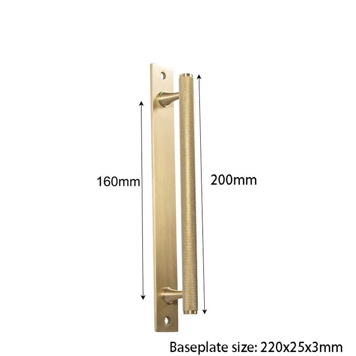 Brass Knurled Cabinet Handles Wardrobe Bar Pull with Baseplate Textured Furniture Door Handle with Baseboard Drawer Knobs