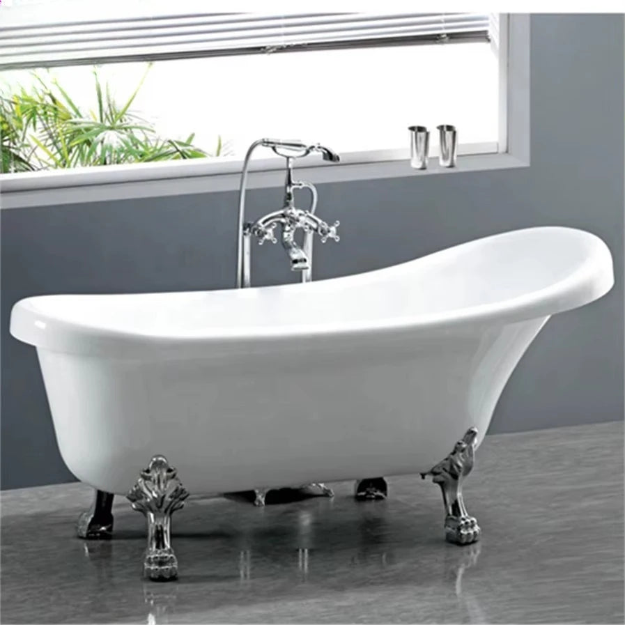 Victorian Sitting Acrylic Freestanding Bathtub with Cooper Clawfoot Legs