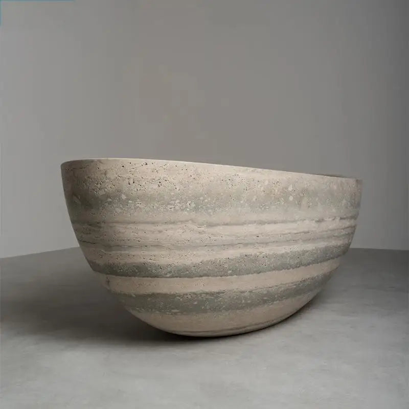 Natural Marble Bathtub, Carved Minimalist Luxury, Custom Hotel/Villa Bathroom, Artistic，Indoor/Outdoor Shower