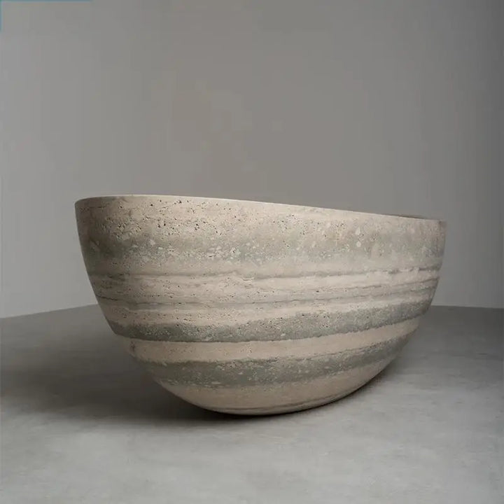 Natural Marble Bathtub, Carved Minimalist Luxury, Custom Hotel/Villa Bathroom, Artistic，Indoor/Outdoor Shower