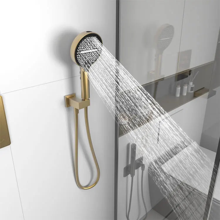 Apartamento-  Thermostatic Shower Faucet Hotel Bathroom Mixer Wall Mounted Jet Massage Spray Pattern Brass Chrome Ceramic