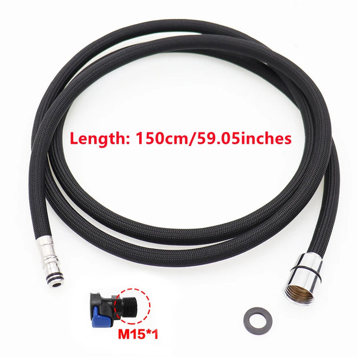 150cm Kitchen Faucet Hose Replacement Pull Out Nylon Braided Flexible Plumbing Hose G1/2 M15 Black Grey Spinning Tube Accessory