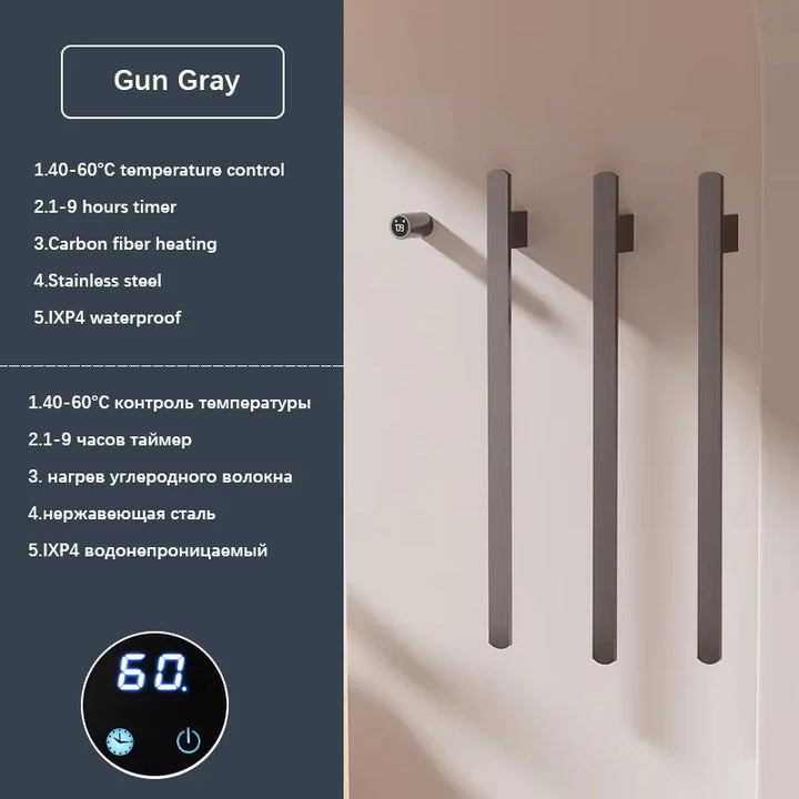 Elemento- Towel Warmer Hidden Wires Electric Heated Towel Rail Temperature Time Control Bath Electric Towel Rack