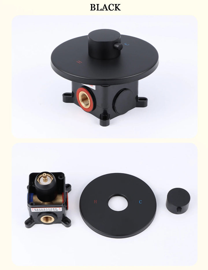 Hot and Cold Mixing Valve Body Faucet Single Handle Bathroom Concealed Shower Mixing Valve and Trim Kit Round Square