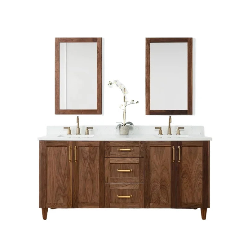 Classique- Americana Venner wood with natural interior pine wood double sink bathroom vanity