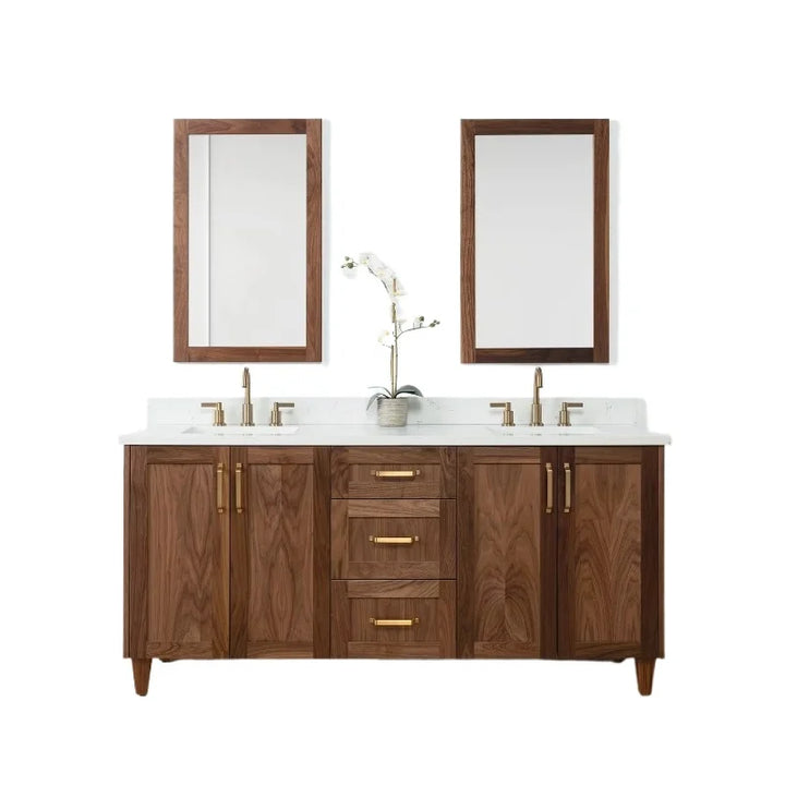 Classique- Americana Venner wood with natural interior pine wood double sink bathroom vanity