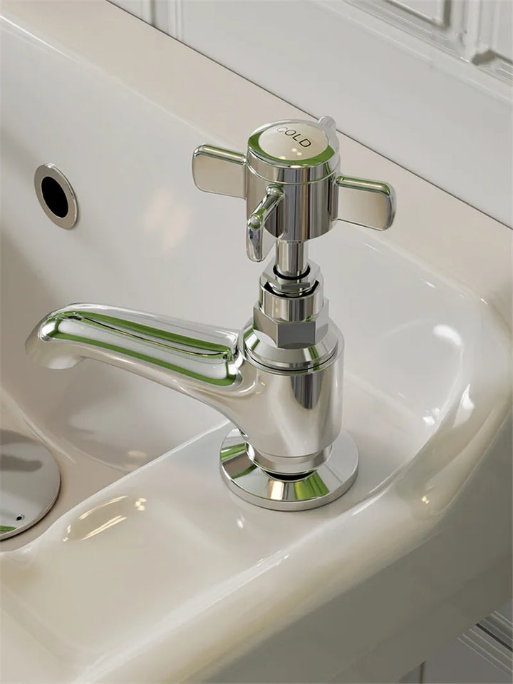 Fairfax II Wall Mounted Victorian ceramic sink with hot & cold seperate and towel holder
