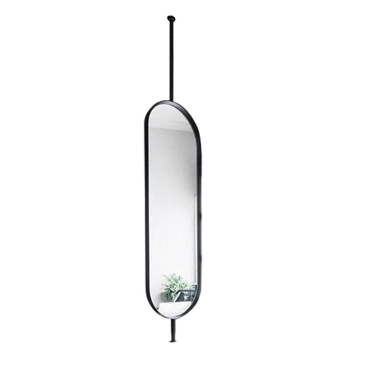 Custom-Black matte Oval Ceiling mount NO LED bathroom mirror