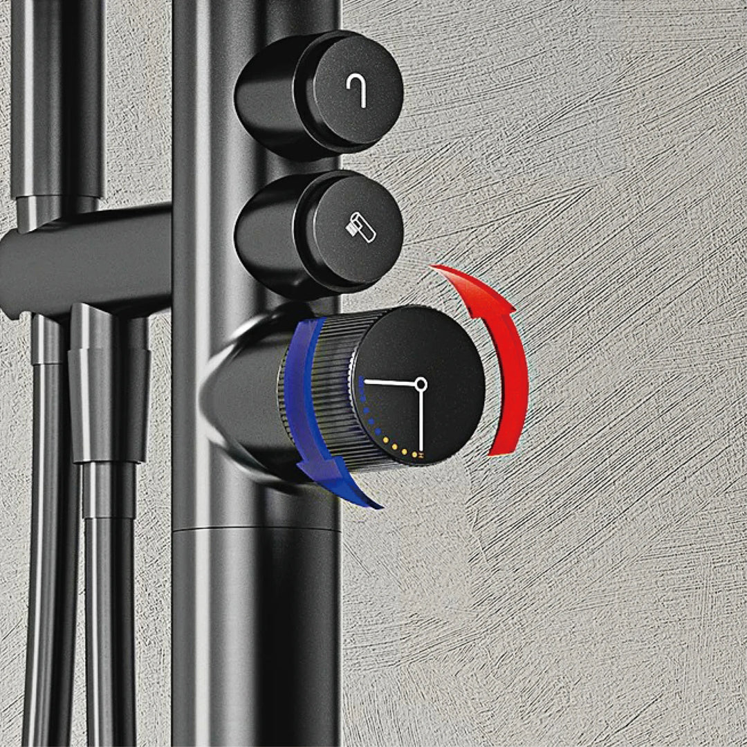 Andromeda-Gunmetal Bathtub Faucet 2 Function Hot Cold Mixer Tap Floor Mount Bathroom Tub Shower Modern Home Bath Tap