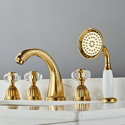 Portobelo- Gold 5 pieces deck mounted bathtub filler faucet set