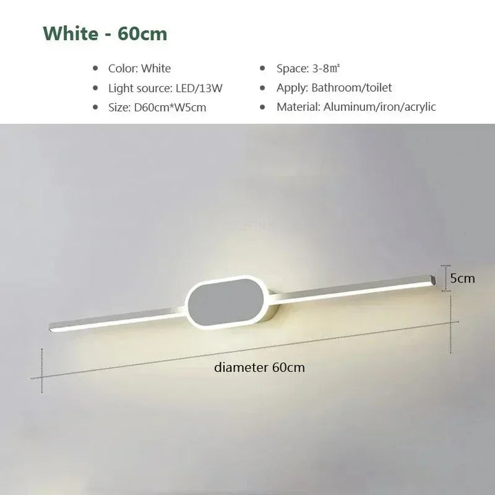 40/60/80CM Mirror Front Lamp  Bathroom Decorative Lights Mirror 40/60/80cm Long Strip Wall Sconces Living Room Indoor Fixture