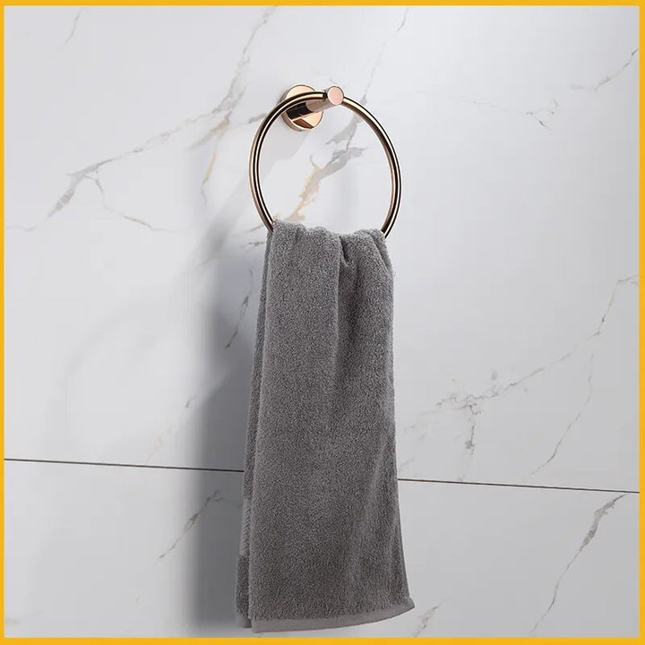 Round rose gold polished bathroom accessories set