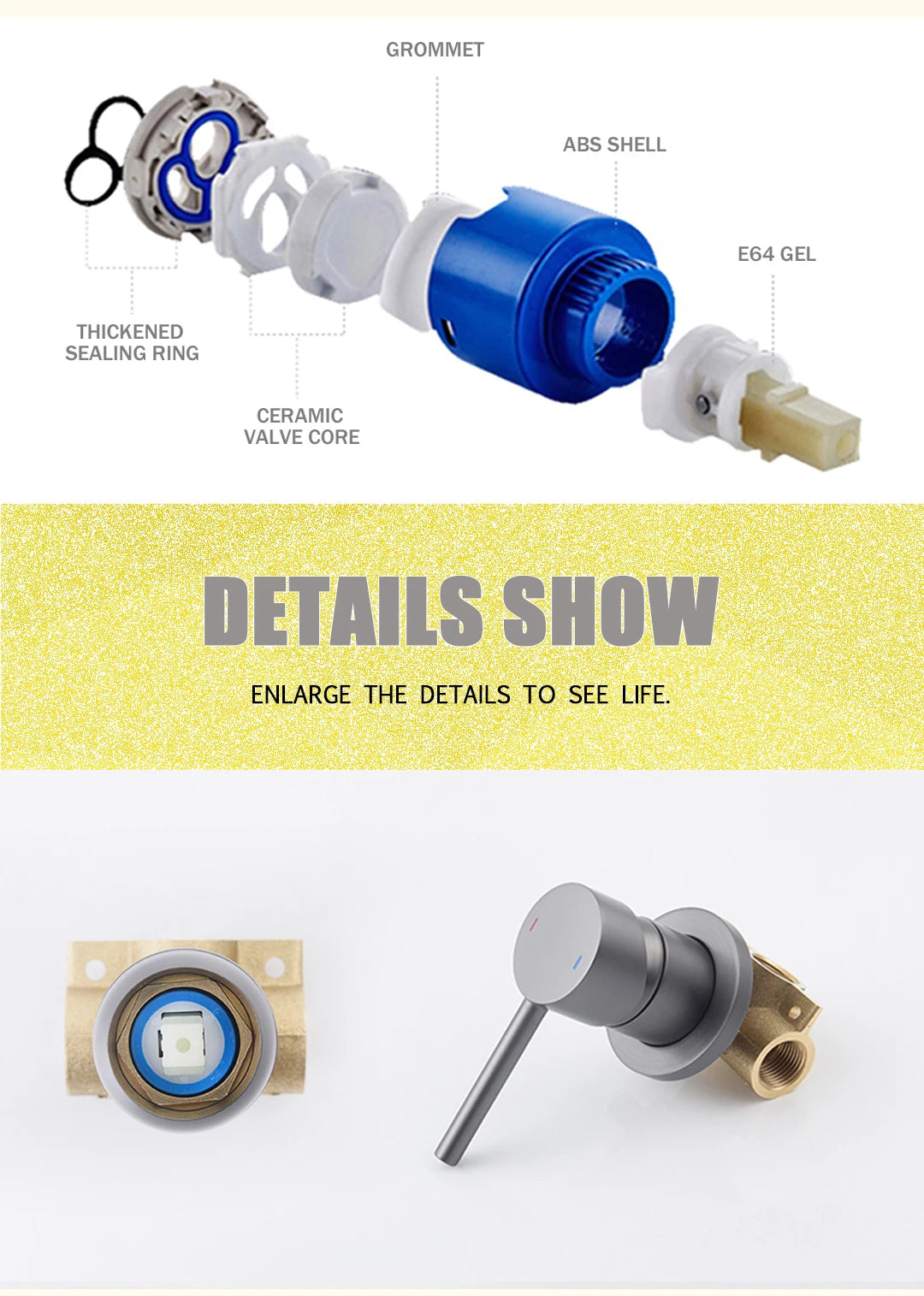 Round Brass Hidden Hot And Cold Water Mixing Valve Bathroom Wall-Mounted Single-Handle Shower Faucet Valve Body