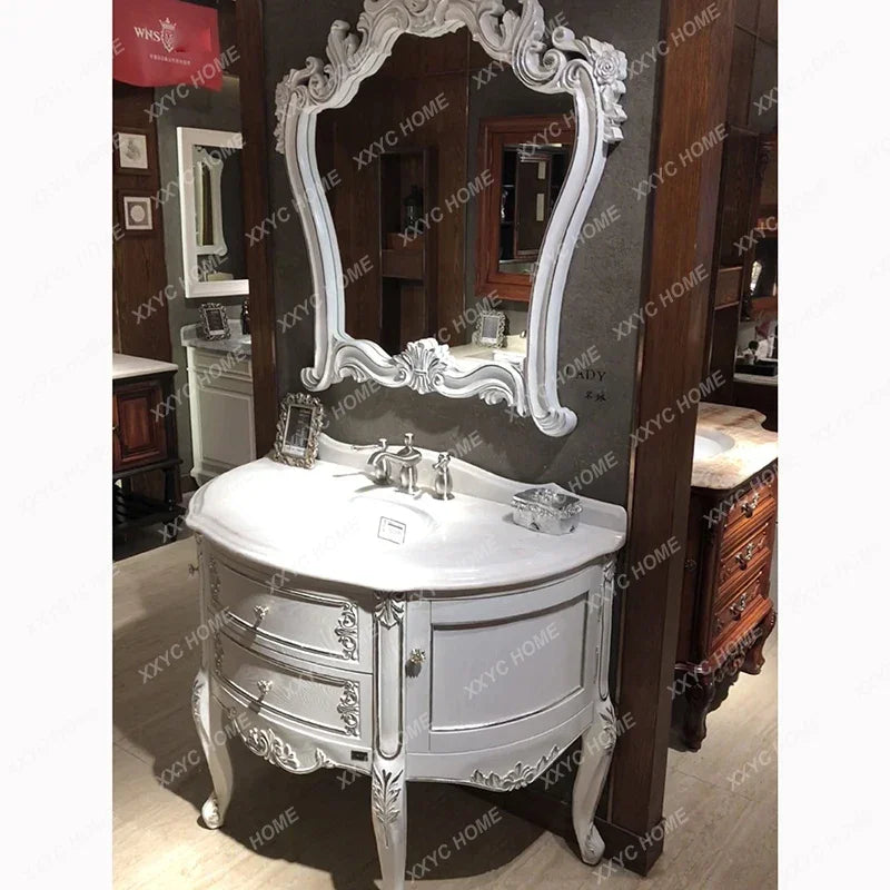 French Victorian Solid Oak Bathroom Vanity