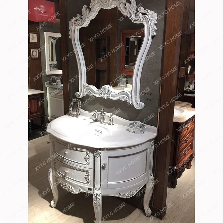 French Victorian Solid Oak Bathroom Vanity