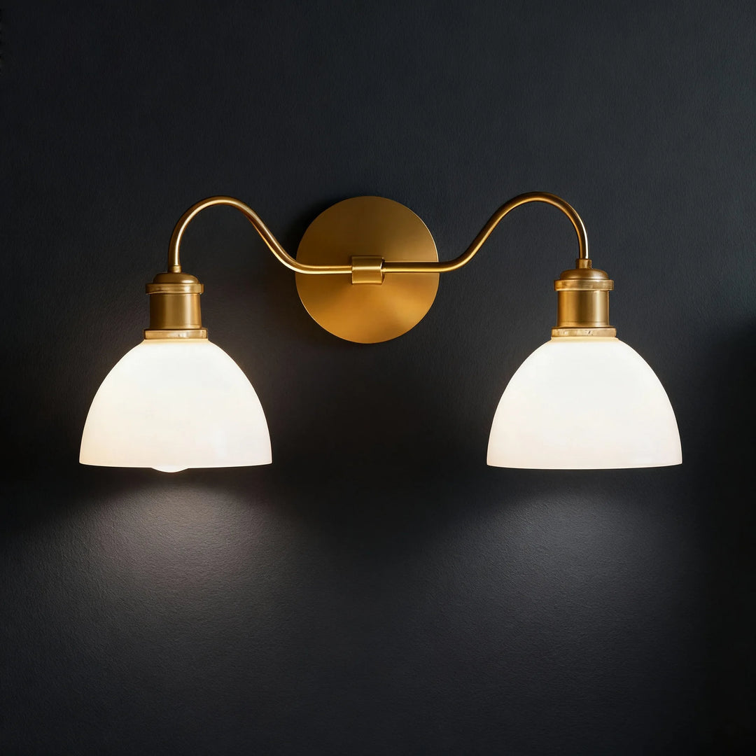 Victorian -Nordic LED White Jade Glass Wall Lamp Bedroom Dining Room Living Room Study Aisle Decorative Double Head Lamps
