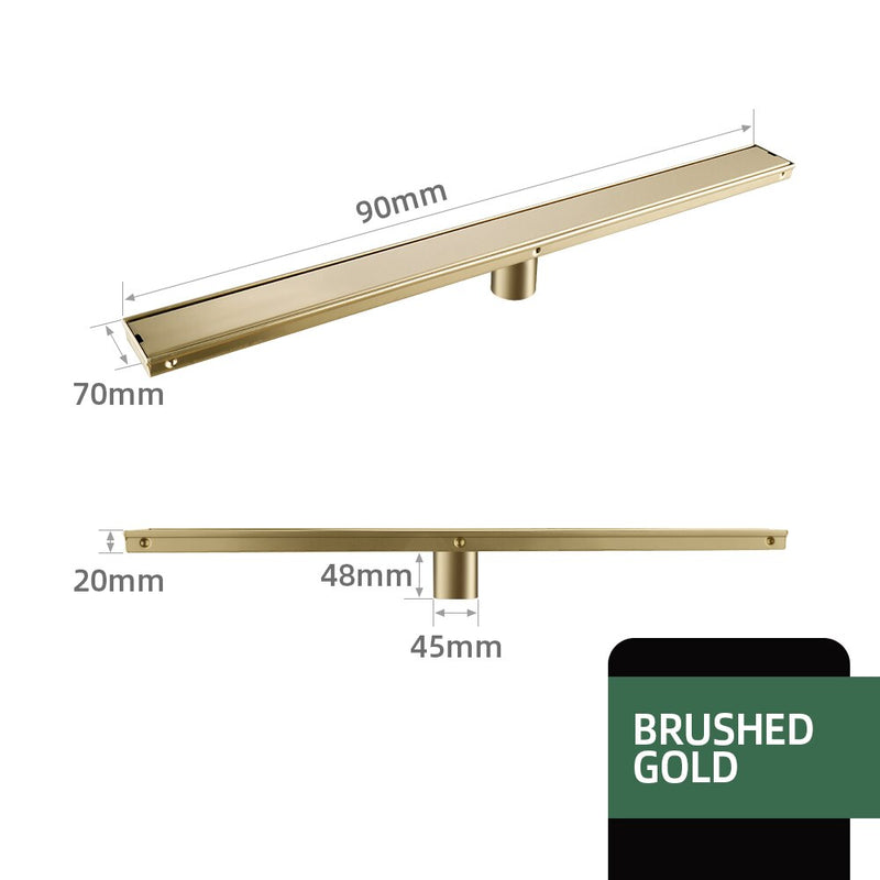 Brushed Gold-Grey Gun-Black Linear shower drain kit