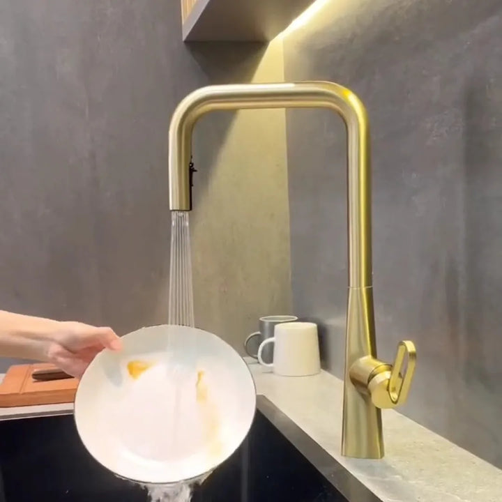 Serena-White Pull Out Kitchen Faucets Brass Lead Free Sink Faucets Sink Tap Rotating Spout Mixers Tap Hot Cold Water Crane Green