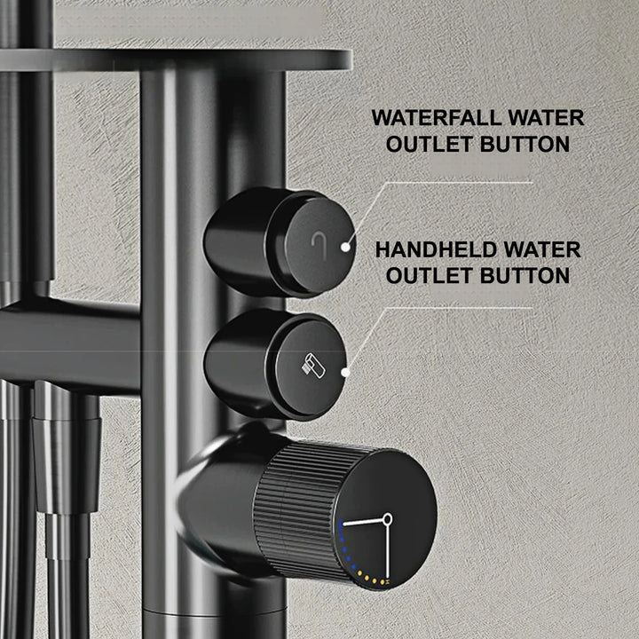 Andromeda-Gunmetal Bathtub Faucet 2 Function Hot Cold Mixer Tap Floor Mount Bathroom Tub Shower Modern Home Bath Tap
