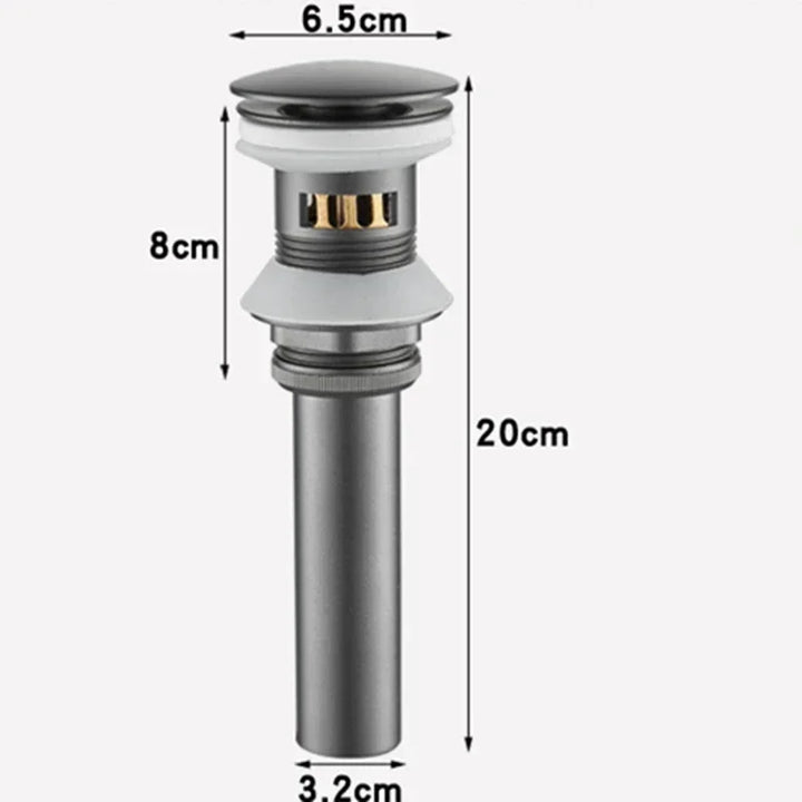 Gun Gray Pop Up Wash Basin Push Down Pop Up Drainer