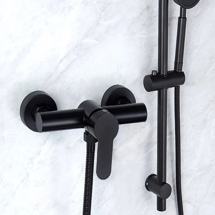 PET-  Black Bathroom Shower Faucet Wall Mounted Hot and Cold Water Mixing Valve Faucet 304 Stainless Steel Triple Tub Faucet