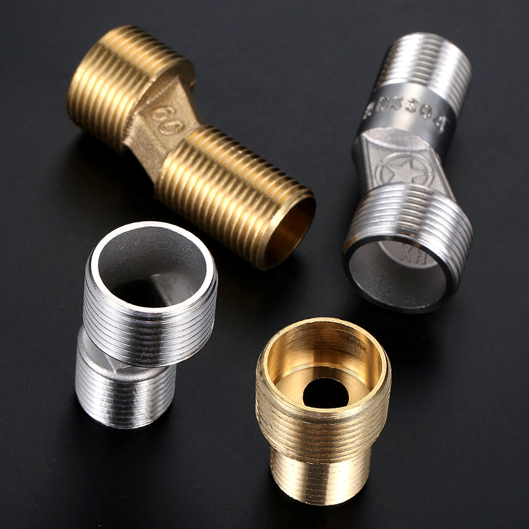 Z shape x 2Pcs Adjustable Kitchen Bathroom Shower Faucet Adapter Brass&Stainless Steel Wall Mounted Replacement Angle Valve S-unions Parts