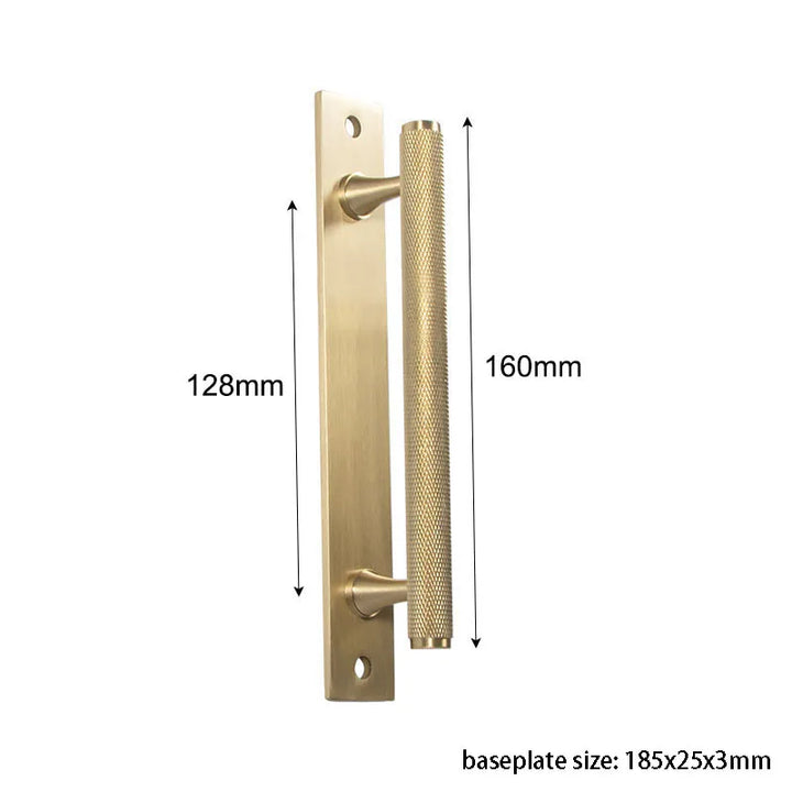 Brass Knurled Cabinet Handles Wardrobe Bar Pull with Baseplate Textured Furniture Door Handle with Baseboard Drawer Knobs