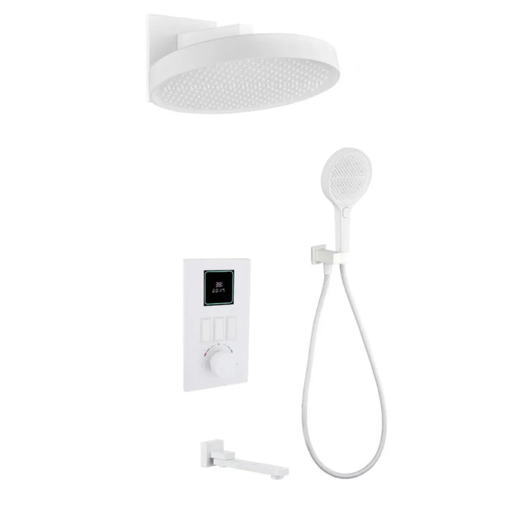 Smart Digital Display All Copper Wall Mounted Shower Set Waterfall Rain Bathroom