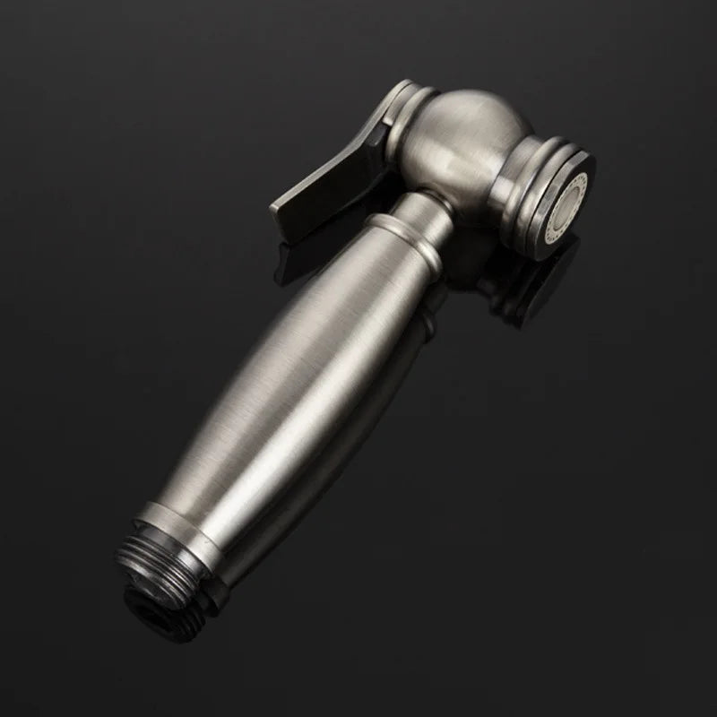 Brushed Nickel Hand Held Bidet Spray Gun Toilet Pressurization Spray Gun
