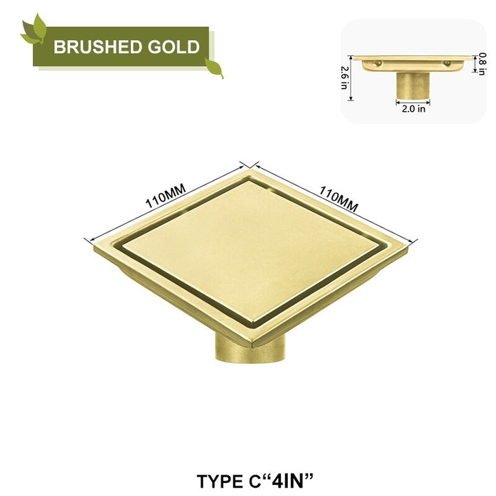 Square shower drain stainless steel with PVC or ABS adapter set