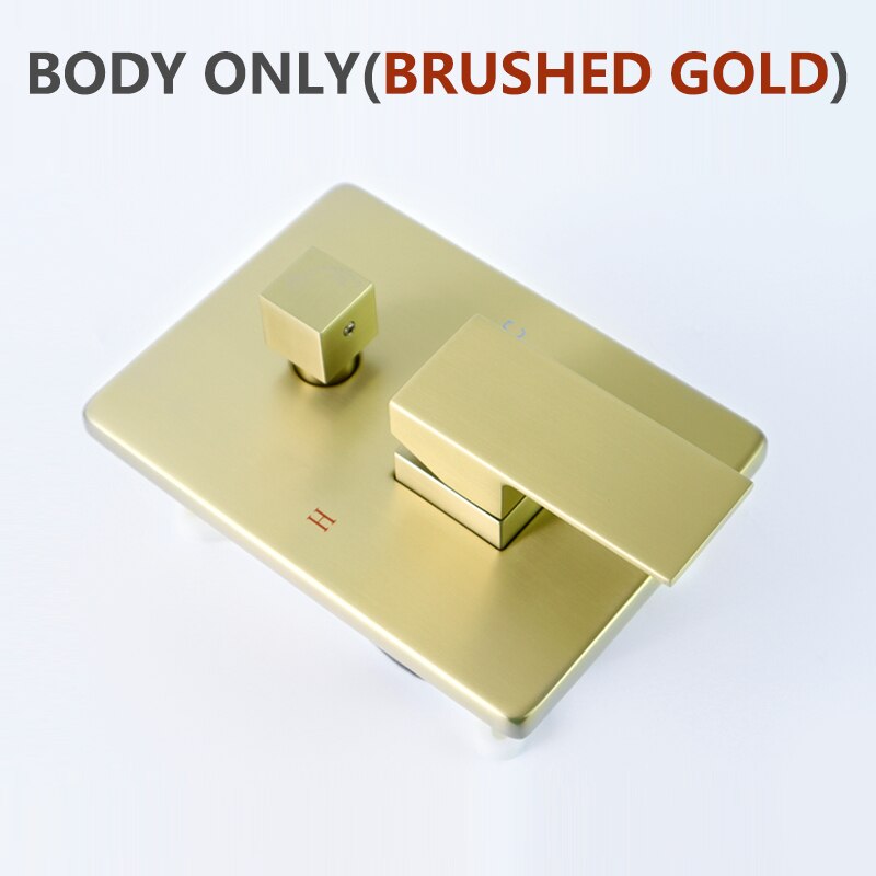 Chrome-Black-Brushed Gold  CSA -Modern rectangular 12x12"  rain head with  2 way function diverter completed shower kit