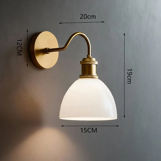 Victorian -Nordic LED White Jade Glass Wall Lamp Bedroom Dining Room Living Room Study Aisle Decorative Double Head Lamps
