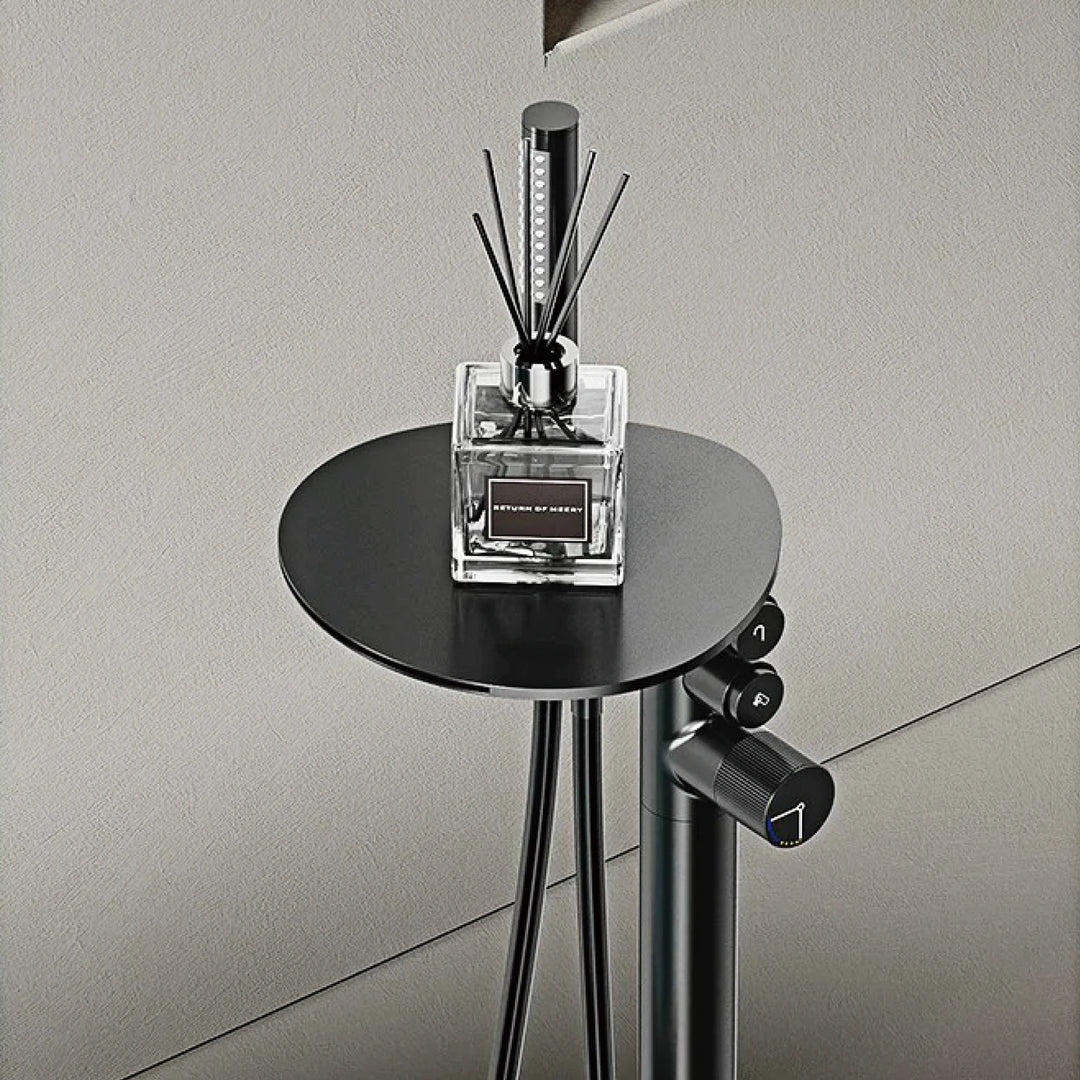 Andromeda-Gunmetal Bathtub Faucet 2 Function Hot Cold Mixer Tap Floor Mount Bathroom Tub Shower Modern Home Bath Tap