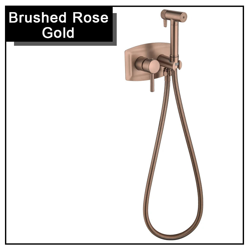 Brushed Rose Rose Gold Bidet Faucet Handheld Bidet Toilet Sprayer Set Hot and cold water Tap Brass Toilet Faucet Shower Head