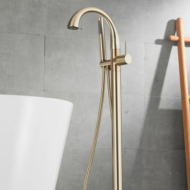 Mossberg-Single Handle Dual Control Floor Standing Freestanding Bath Shower Mixer Tap Chrome Black Brushed Gold for Pedestal  Bathtub