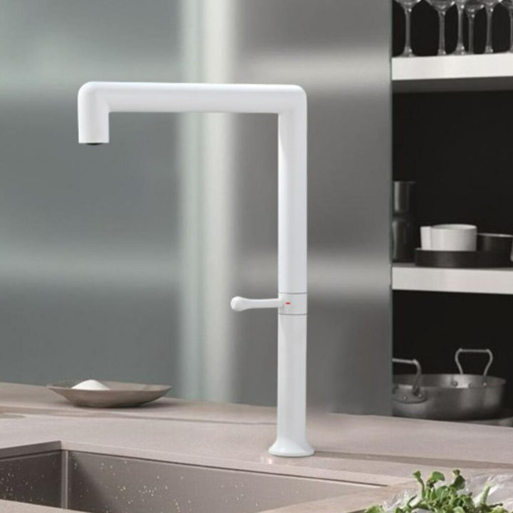 White Matte Euro design clean sleek modern kitchen faucet