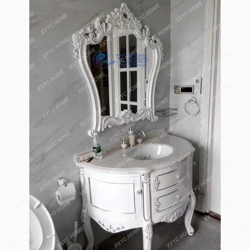 French Victorian Solid Oak Bathroom Vanity