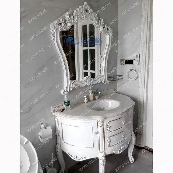 French Victorian Solid Oak Bathroom Vanity