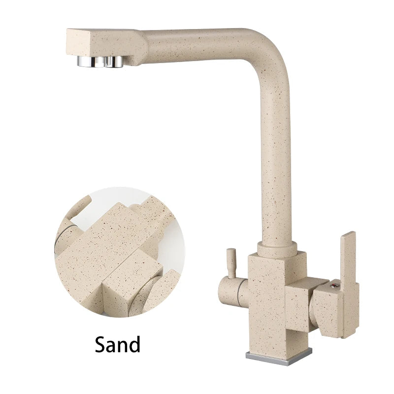 QUITO-BAR-Filtered Kitchen Faucets Gold Black Brass Purifier Faucet Dual Sprayer Drinking Water Faucet Tap Nozzle Sink Mixer Tap