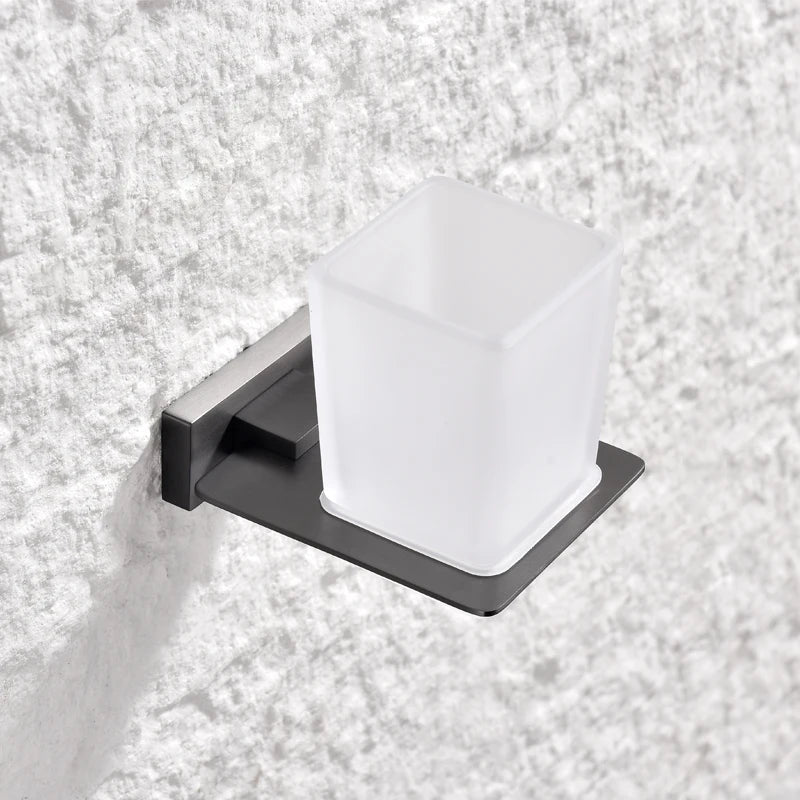 Gunmetal Stainless Steel Bathroom Hardware Towel Rack Toilet Paper Holder,Toilet Brush,Robe Hook Towel Bar Holder Grey Stainless
